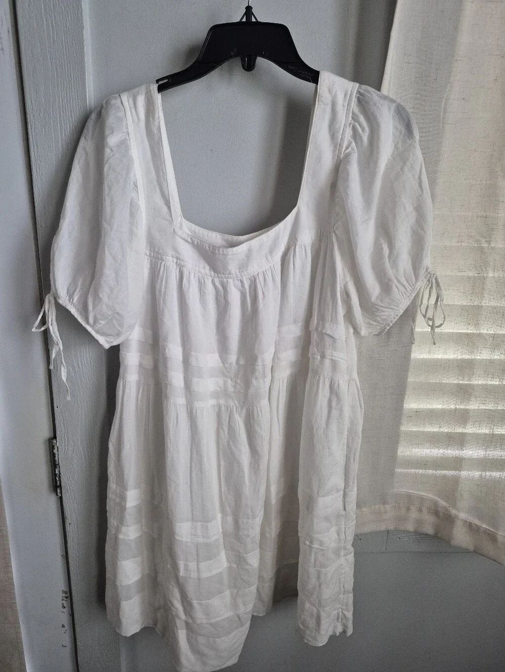 J. Crew White Calliste Mini Dress with Puff Sleeves